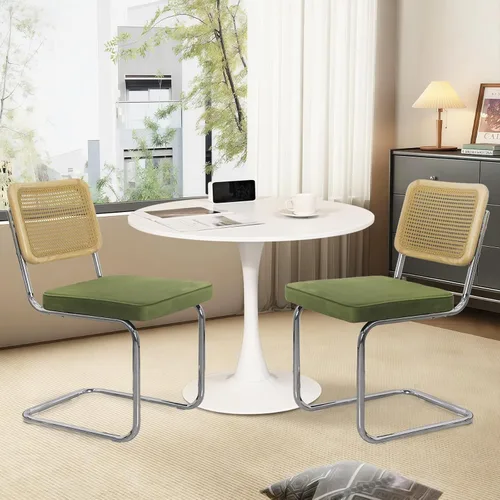 Miniatura 8 de Juego de 6 Sillas de Comedor Tapizadas de Terciopelo, Sillas Laterales de Cocina de Estilo Moderno con Ribete de Tachuelas y Patas de Madera, Anillo