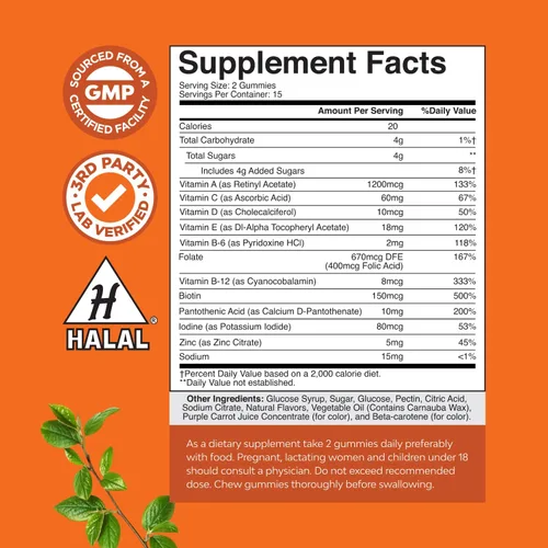 Miniatura 3 de Gomitas multivitamínicas diarias potentes para adultos - Mezcla de bienestar de vitamina D A C E B12 zinc y biotina - Gomitas de vitaminas