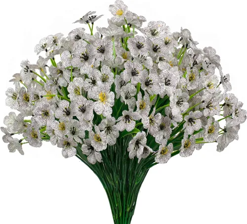 Miniatura 18 de 15 paquetes de flores artificiales resistentes a los rayos UV para exteriores, plantas sin decoloración, arbustos de plástico sintético, flores