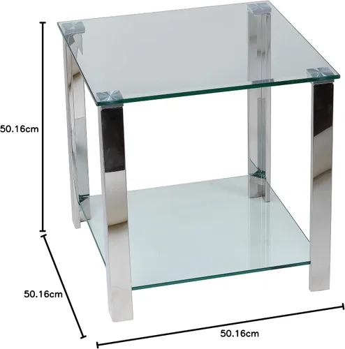 Miniatura 10 de Cortesi Home Melissa - Mesa auxiliar de cristal con doble estante, 20 pulgadas, color plateado