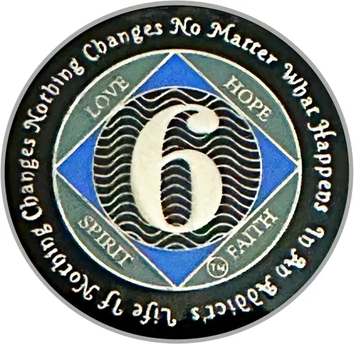 Miniatura 43 de (Años 1-55) NA Medallón de 7 años, plata, chapado en color azul, narcóticos cubiertos de epoxi Moneda anónima (NA 7 años medallón)