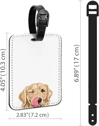 Miniatura 3 de WIRESTER Etiqueta de cuero PU para equipaje de equipaje de viaje - Winking Golden Retriever