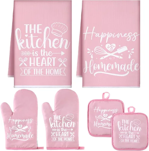 Miniatura 26 de Sratte Juego de 6 Piezas de Accesorios de Decoración de Cocina Estilo Granja Toallas Agarraderas Manoplas de Horno Juego de 2 Paños de Cocina 2 Negro