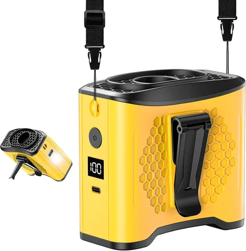 Miniatura 7 de Ventilador de cintura portátil con clip, 4 velocidades, 13000 rpm, fuerte flujo de aire con batería de 10000 mAh y carga móvil, ventilador de camisa