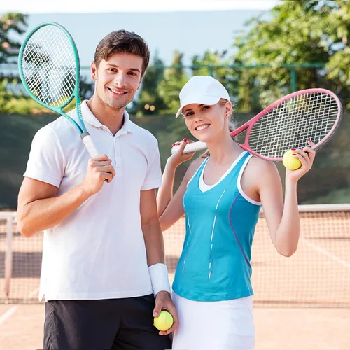 Miniatura 8 de HIRALIY Juego de raquetas de tenis de 27 pulgadas para adultos, raquetas de tenis preencordadas para 2 jugadores, 2 cintas de sobreagarre, 3 pelotas