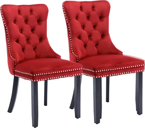 Miniatura 58 de Silla de comedor copetuda moderna de terciopelo para comedor, sillas de comedor tapizadas con remache de clavo, anillo trasero para cocina, comedor