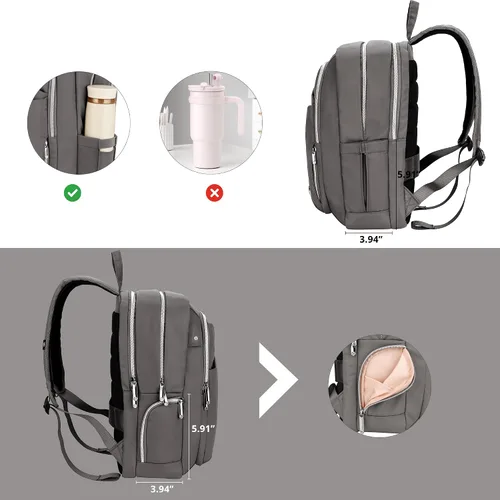 Miniatura 4 de Swissdigital SD1006F-02 - Mochila de viaje con puerto de carga USB, se adapta a mochilas de computadora escolar de 15.6 pulgadas para trabajo y Gris