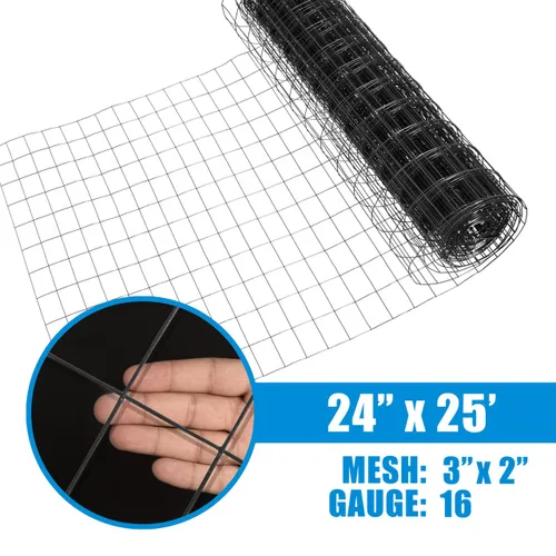 Miniatura 2 de Fencer Wire Tamaño de malla de alambre soldado con autógena recubierto de vinilo verde calibre 16 pulgadas x 3 pulgadas, negro, 2x25 pies