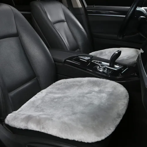LLB Fundas de asiento de asiento de automóvil de oveja genuina para automóviles, camiones, SUV, almohadilla protectora de asiento cómoda para Gris