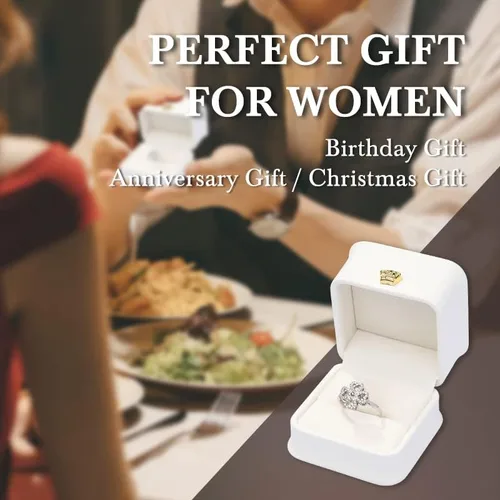 Miniatura 6 de Anillo de ansiedad para mujer, anillo ajustable de plata de ley 925, anillo giratorio con caja de regalo de joyería