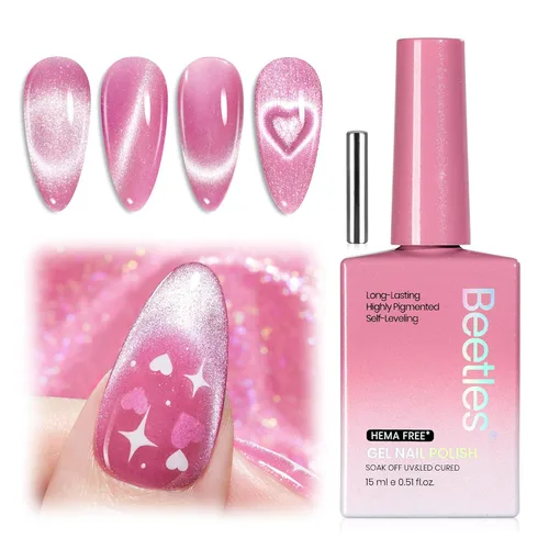 Miniatura 76 de Beetles - Esmalte de uñas de gel ultravioleta semipermanente sin HEMA de alto brillo para manicura francesa y arte de uñas, frasco a juego, blanco