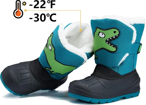 Miniatura 3 de MORENDL Botas de nieve para niños, impermeables, con forro de piel, cálidas, antideslizantes, para niños y niñas, para caminar al aire libre