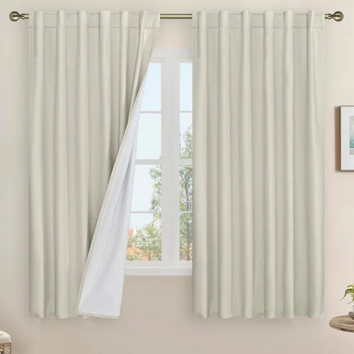 Miniatura 172 de LAMIT Cortinas de lino natural 100 % opacas para ventana, para dormitorio, 45 pulgadas, cortinas térmicas con textura de lino estilo granja