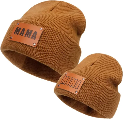 Miniatura 29 de Gorro para padres e hijos,Madre y bebé hija/hijo gorro de punto cálido de invierno,Gorro suave para niños