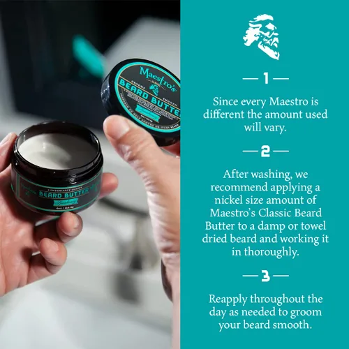 Miniatura 5 de Maestro's Classic Crema para barba Crema para barba antipicazón, extra calmante e hidratante para todo tipo y longitudes de barba, mezcla