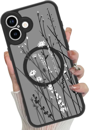 Miniatura 38 de Funda magnética para iPhone 17 Pro [compatible con MagSafe], bonita funda de moda con estampado de leopardo negro, translúcida, mate, parte trasera