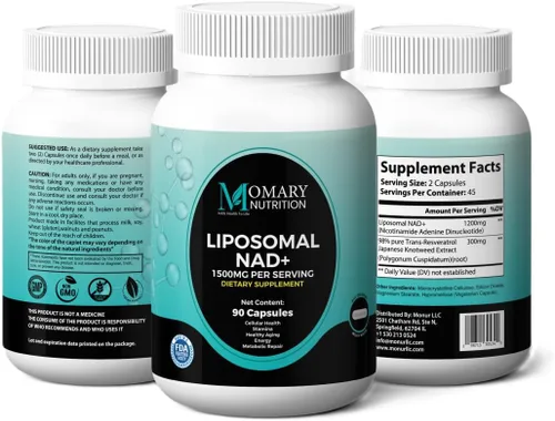 Miniatura 2 de Suplemento liposomal NAD+ Suplementos NAD mejor calificados para mujeres y hombres con resveratrol y extracto de Knotweed japonés, soporte