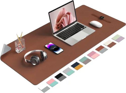 Miniatura 15 de Aothia Alfombrilla de escritorio de piel sintética de doble cara, antideslizante, grande, para mouse y escritorio para oficina, hogar, impermeable