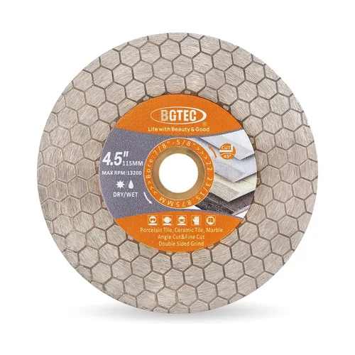 BGTEC Hojas de sierra de diamante, rueda de corte de 4.5 pulgadas/4.528 in para baldosas de cerámica, azulejos de porcelana, mármol, piedra