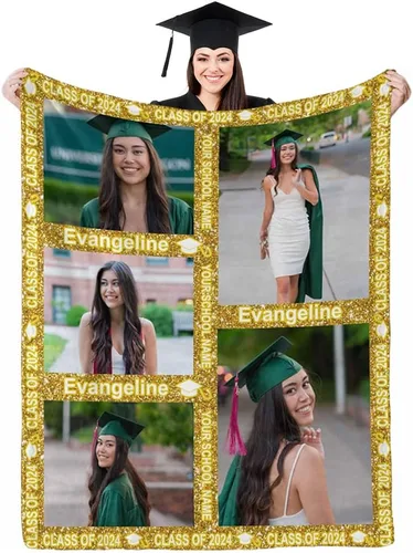 Miniatura 12 de D-Story Manta de franela personalizada para mujer, regalos de graduados, regalo de graduación de secundaria, regalos de graduación personalizados