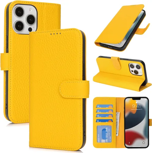 Miniatura 20 de Zouzt Funda para iPhone 11 de 6.1 pulgadas de piel auténtica con 4 ranuras para tarjetas, tarjetero con bloqueo RFID, tapa magnética, función atril