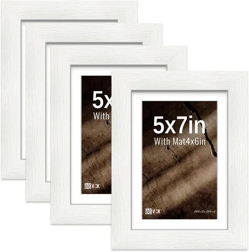 Miniatura 42 de VCK Portarretratos de 5 x 7 pulgadas, 4 unidades, marco de madera negra, vidrio templado, para fotos de 4 x 6 pulgadas con paspartú o 5 x 7 sin