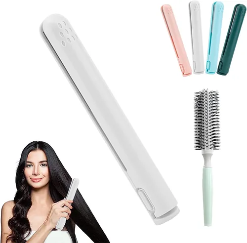 Miniatura 13 de Mini rizador de doble propósito, mini alisador de pelo y rizador 2 en 1, fuente de alimentación USB, rizador de viaje, alisador de pelo portátil