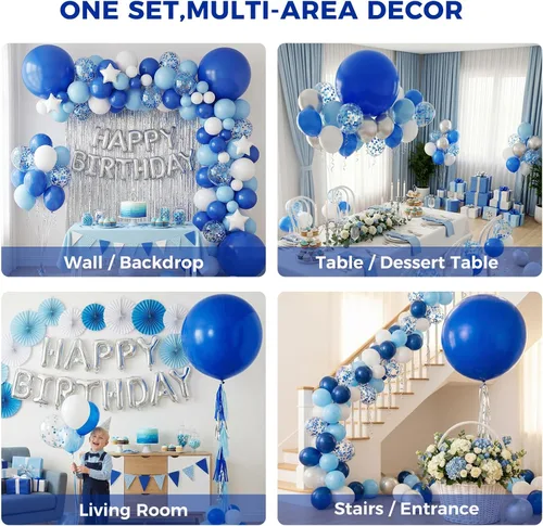 Miniatura 4 de LovesTown 4 unidades de globos gigantes de 36 pulgadas azul oscuro, globos de látex jumbo para decoraciones de boda, compromiso, graduación