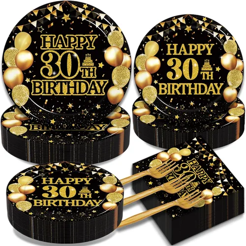 Juego de vajilla de 200 piezas para fiesta de cumpleaños número 30, suministros de decoración de fiesta de cumpleaños de 1995 para hombres y