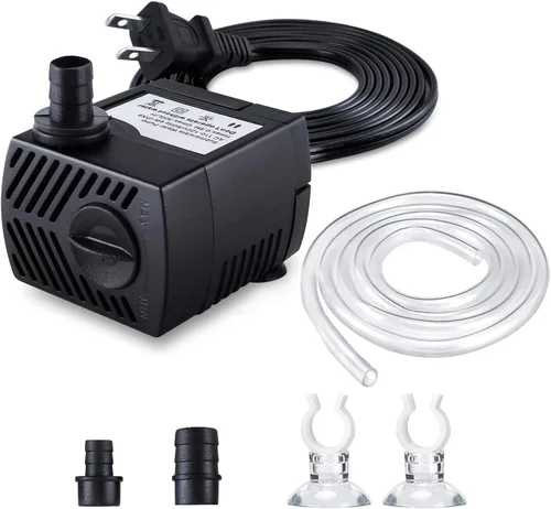 CWKJ Bomba de fuente, bomba de agua sumergible de 80 GPH(4 W, 300 L/H), bomba de agua duradera para fuente al aire libre con tubo de 4.9 pies (ID x