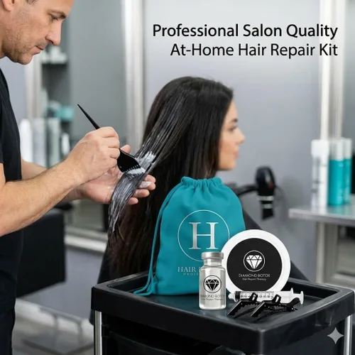Miniatura 7 de Hair Bar NYC DIY Diamond B0T0X - Kit de tratamiento capilar para el hogar, hidratación profunda y reparación de puntas abiertas, reduce
