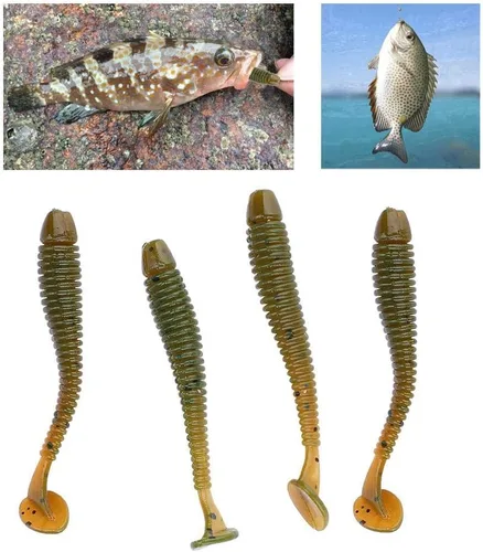 Miniatura 3 de 50 señuelos de pesca suaves de 2.0 in, cebo de pesca de plástico, cola en T, cebos para gusanos, accesorios de aparejos de pescado, 9