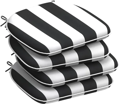 Miniatura 51 de DYTXIII Juego de 2 cojines para sillas de exterior con lazos, almohadillas repelentes al agua para sillas de patio de 17 x 16 pulgadas para muebles