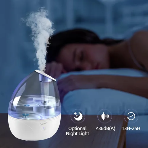 Miniatura 5 de Humidificador de niebla fría para dormitorio, humidificadores pequeños de 2L para dormitorio y oficina, humidificador de 25 dB para habitación