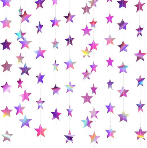 Miniatura 18 de Patelai Guirnalda de estrellas con purpurina 2026, decoración de graduación de 130 pies, pancarta colgante de estrella para fiesta, cumpleaños