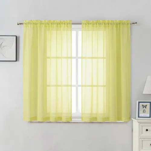 Miniatura 105 de Aiyufeng 2 paneles de cenefa transparente negra de 14 pulgadas de largo, cortinas cortas negras transparentes para dormitorio, cortinas de cocina