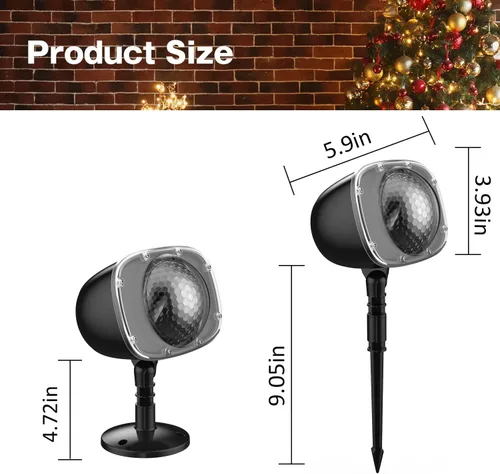 Miniatura 5 de Proyector de luces de nieve de Navidad, proyector de luz LED de Halloween, luces de vacaciones al aire libre con lámpara giratoria transparente