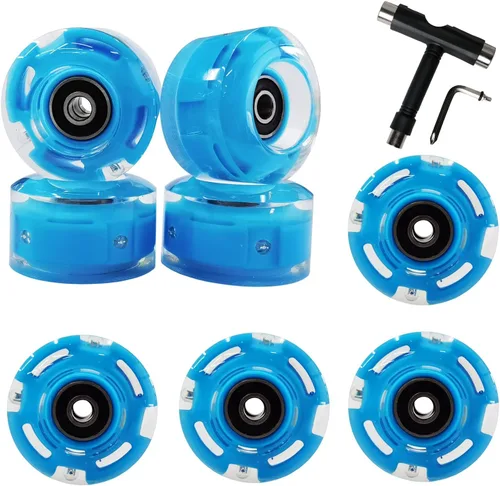 Miniatura 2 de FREEDARE Ruedas de patinaje de 2.126 in/2.283 in, ruedas y rodamientos para patineta para interiores y exteriores, ruedas de patinaje luminosas 83A