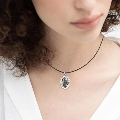 Miniatura 511 de Collar de plata de ley 925 con medalla de San Patrón, colgante de protección católica, amuleto, joyería religiosa para hombres y mujeres
