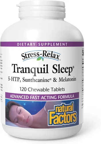 Natural Factors: Tranquil para relajar el estrés, masticable durante el sueño. Apoya la relajación y la calidad del sueño natural., 2843, 120, 1, 1