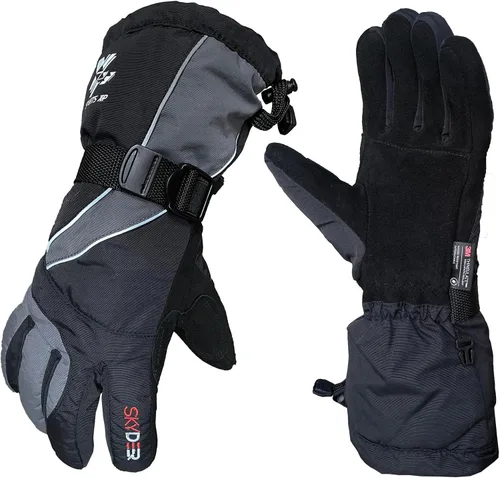 Miniatura 7 de SKYDEER 100% Waterproof and -40F Cold Proof Genuine Deerskin Suede Leather Ski Gloves for Extreme Cold Condition (SD8650T)