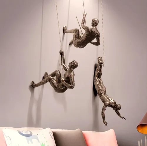 Miniatura 6 de MODIRNATION "El Alpinista" Figura Colgante Moderna para Pared, Estatua de Resina Retro y Elegante para Decoración de Hogar y Oficina, Arte