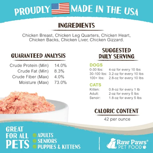 Miniatura 3 de Raw Paws Signature Blend - Alimento para mascotas para perros y gatos, receta de pollo, rollos de 1 libra (paquete de 20) - Fresco hecho en Estados