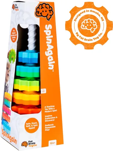 Miniatura 9 de Fat Brain Toys SpinAgain, juguetes para apilar y girar para bebés y niños pequeños de 1 año o más