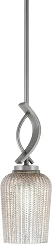 Miniatura 6 de Toltec Lighting Cavella Stem Colgado Mini colgante, acabado grafito, vidrio de muselina blanca de 4 pulgadas