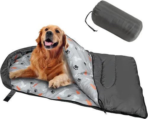 Miniatura 7 de Saco de Dormir para Perro Impermeable Cálido Empacable Colchoneta de Cama para Perro con Bolsa de Almacenamiento para Interiores y Exteriores