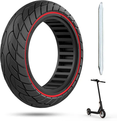 Miniatura 8 de Cooryda Neumático de scooter de 10 x 2.125, neumáticos de goma sólida de 10 pulgadas, sin cámara, repuesto delantero o trasero de 10 x 2.125 2 negro