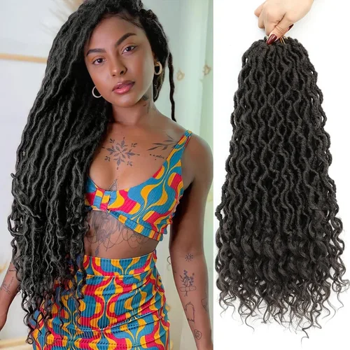Miniatura 22 de Trenzas postizas Goddess, 6 paquetes de 18 pulgadas, cabello lacio, trenzado con ganchillo, para mujeres negras, trenzas postizas ombre con puntas