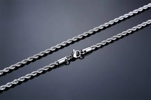 Miniatura 4 de VNOX Collar de cadena de cuerda francesa de acero inoxidable para hombres y mujeres, 16182022242826282830323436 pulgadas