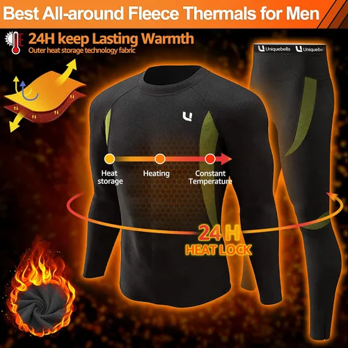 Miniatura 2 de UNIQUEBELLA - Ropa interior térmica para hombre con calzoncillos largos y forro polar de secado rápido y capa de base térmica